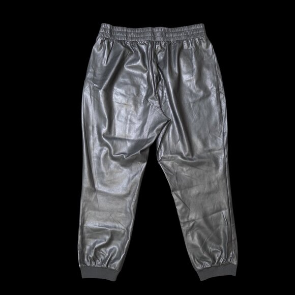 DKNY Jeans Faux Leather Joggers High Rise 2 Pockets Elastic Waist 2 Colors Sz XL - Picture 7 of 14